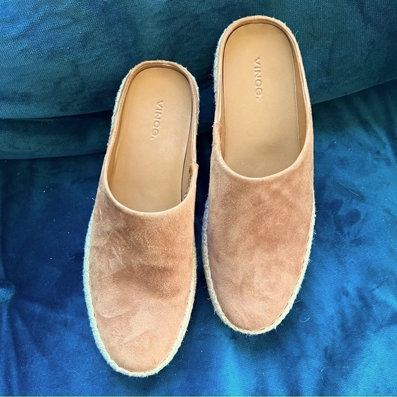VINCE Ulla Hemp Leather Espadrille Platform Tan Mules SIZE 9.5 NWOT $230. NICE! - Picture 6 of 12